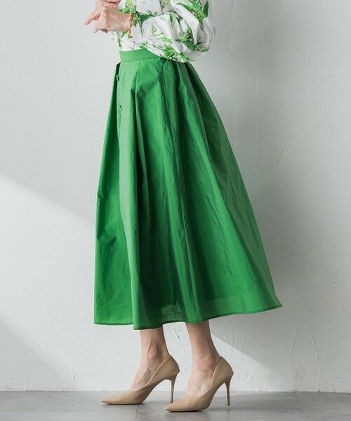 Viaggio Blu / ビアッジョブルー ミニ・ひざ丈スカート | フロントボタンタフタスカート | 詳細22