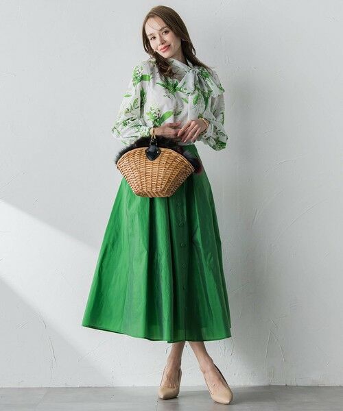 Viaggio Blu / ビアッジョブルー ミニ・ひざ丈スカート | フロントボタンタフタスカート | 詳細24