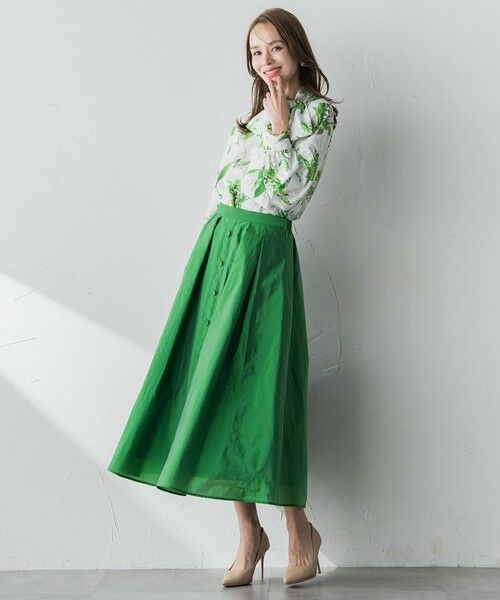 Viaggio Blu / ビアッジョブルー ミニ・ひざ丈スカート | フロントボタンタフタスカート | 詳細25