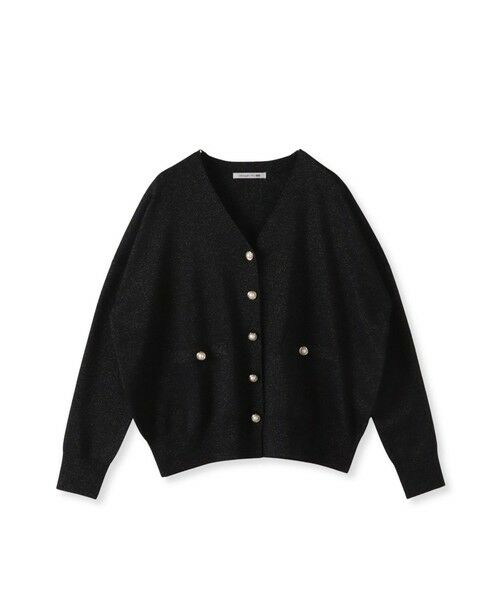 Viaggio Blu / ビアッジョブルー カーディガン・ボレロ | ラメVネックカーディガン（ブラック）