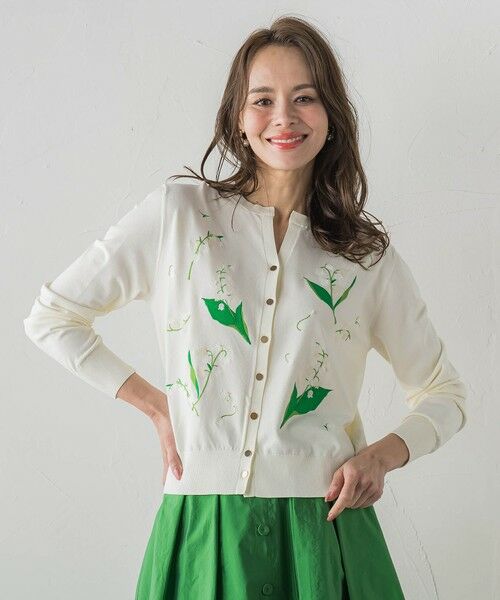 Viaggio Blu / ビアッジョブルー カーディガン・ボレロ | スズラン刺繍ニットカーディガン（オフホワイト）