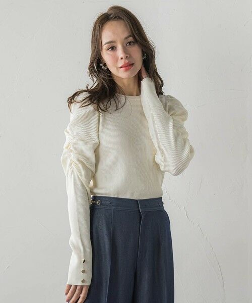 Viaggio Blu / ビアッジョブルー ニット・セーター | シャーリングスリーブニット | 詳細1