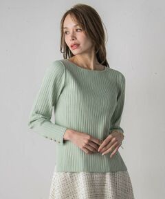 袖口キラキラボタンリブニット