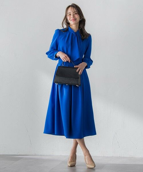 Viaggio Blu / ビアッジョブルー ロング・マキシ丈ワンピース | ボウタイシャンブレーワンピース | 詳細14