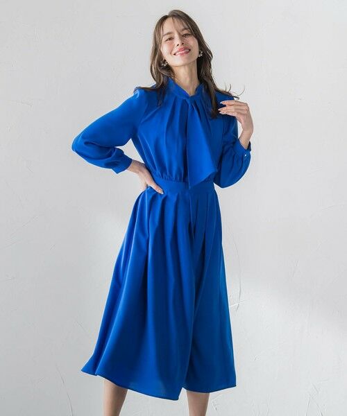 Viaggio Blu / ビアッジョブルー ロング・マキシ丈ワンピース | ボウタイシャンブレーワンピース（ブルー系その他）