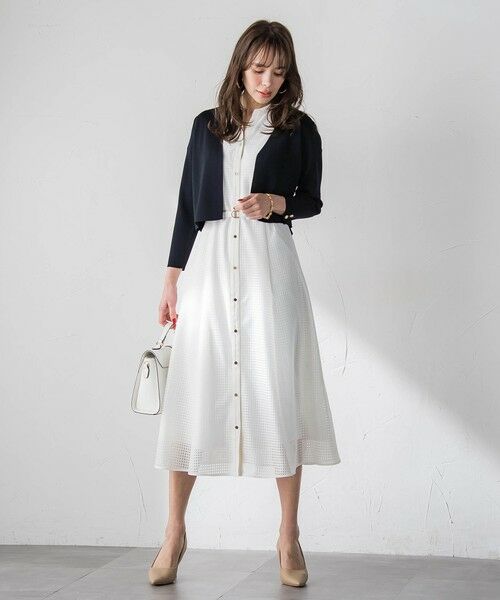 Viaggio Blu / ビアッジョブルー ロング・マキシ丈ワンピース | ラッセルレースチェックワンピース | 詳細7