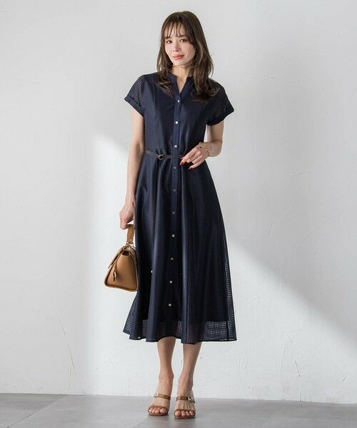 Viaggio Blu / ビアッジョブルー ロング・マキシ丈ワンピース | ラッセルレースチェックワンピース | 詳細10