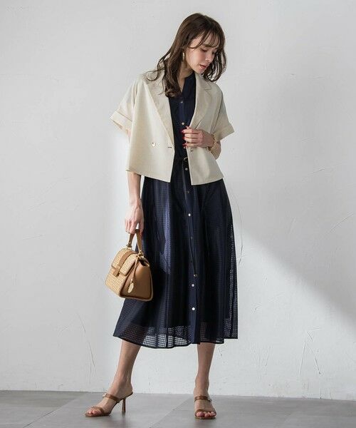 Viaggio Blu / ビアッジョブルー ロング・マキシ丈ワンピース | ラッセルレースチェックワンピース | 詳細13