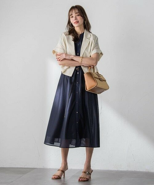 Viaggio Blu / ビアッジョブルー ロング・マキシ丈ワンピース | ラッセルレースチェックワンピース | 詳細14