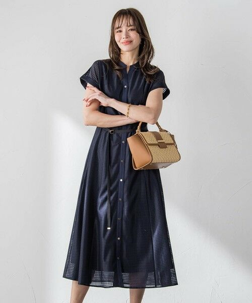 Viaggio Blu / ビアッジョブルー ロング・マキシ丈ワンピース | ラッセルレースチェックワンピース | 詳細9