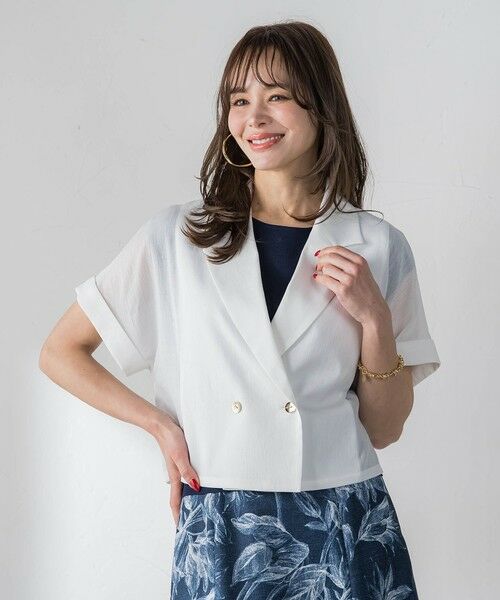 Viaggio Blu / ビアッジョブルー テーラードジャケット | シアーショートジャケット（ホワイト）