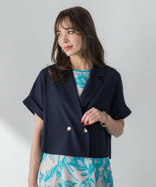 Viaggio Blu / ビアッジョブルー テーラードジャケット | シアーショートジャケット（ネイビー）