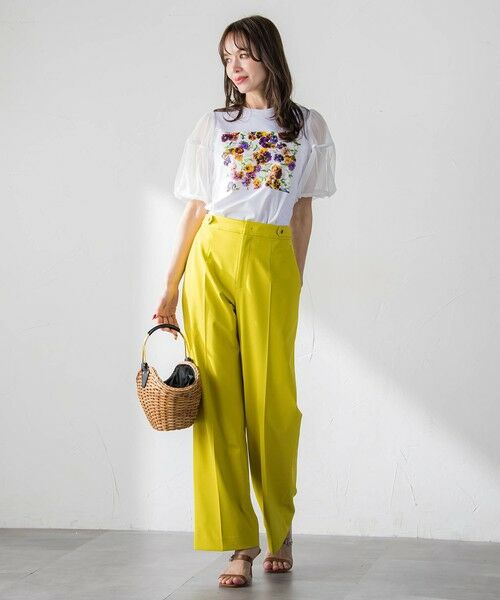 Viaggio Blu / ビアッジョブルー カットソー | 【KEITA KAWASAKI × Viaggio Bluコラボ】袖チュールプリントTシャツ | 詳細10