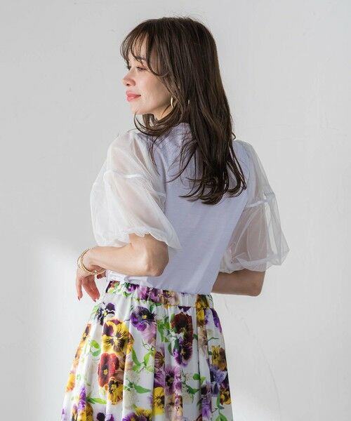 Viaggio Blu / ビアッジョブルー カットソー | 【KEITA KAWASAKI × Viaggio Bluコラボ】袖チュールプリントTシャツ | 詳細2