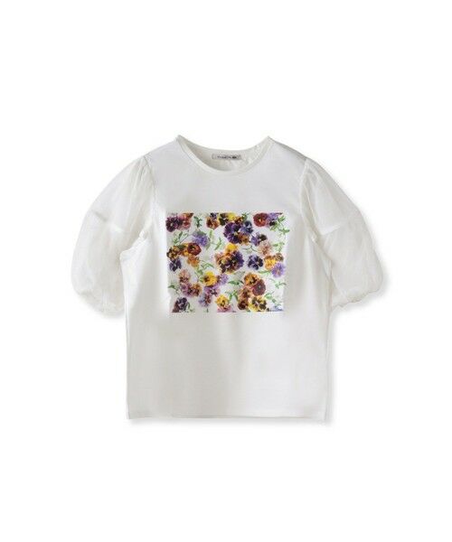 Viaggio Blu / ビアッジョブルー カットソー | 【KEITA KAWASAKI × Viaggio Bluコラボ】袖チュールプリントTシャツ | 詳細11