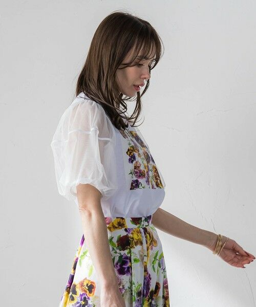 Viaggio Blu / ビアッジョブルー カットソー | 【KEITA KAWASAKI × Viaggio Bluコラボ】袖チュールプリントTシャツ | 詳細3