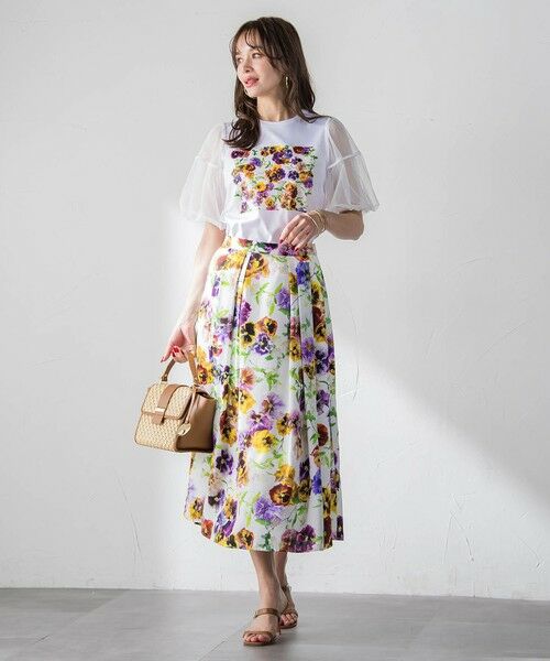 Viaggio Blu / ビアッジョブルー カットソー | 【KEITA KAWASAKI × Viaggio Bluコラボ】袖チュールプリントTシャツ | 詳細5