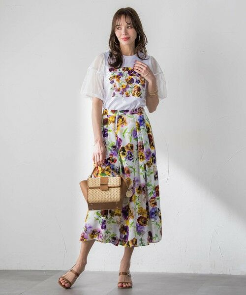 Viaggio Blu / ビアッジョブルー カットソー | 【KEITA KAWASAKI × Viaggio Bluコラボ】袖チュールプリントTシャツ | 詳細8