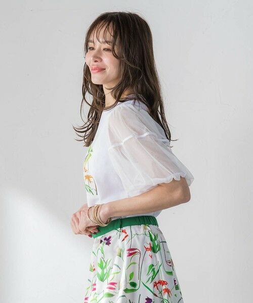 Viaggio Blu / ビアッジョブルー カットソー | 【KEITA KAWASAKI × Viaggio Bluコラボ】袖チュールプリントTシャツ | 詳細21