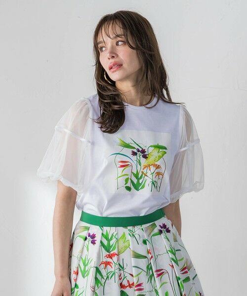 Viaggio Blu / ビアッジョブルー カットソー | 【KEITA KAWASAKI × Viaggio Bluコラボ】袖チュールプリントTシャツ | 詳細23