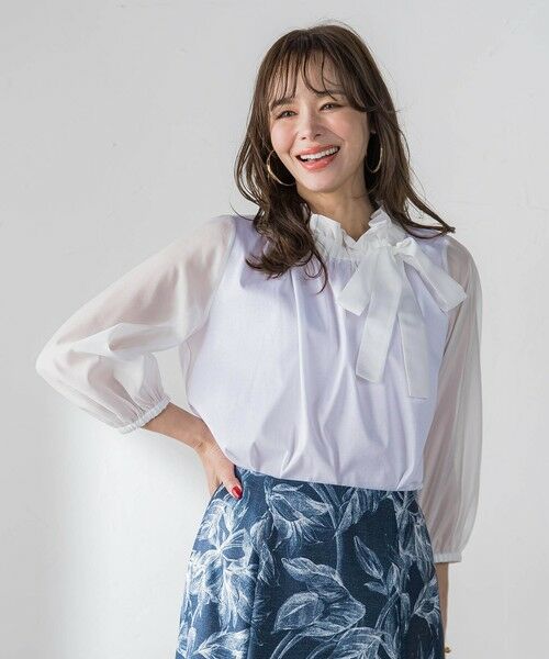 Viaggio Blu / ビアッジョブルー カットソー | サイドリボンカットソー（ホワイト）