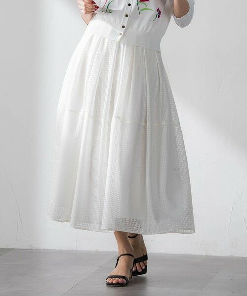 Viaggio Blu / ビアッジョブルー ミニ・ひざ丈スカート | ラッセルレースチェックスカート | 詳細1