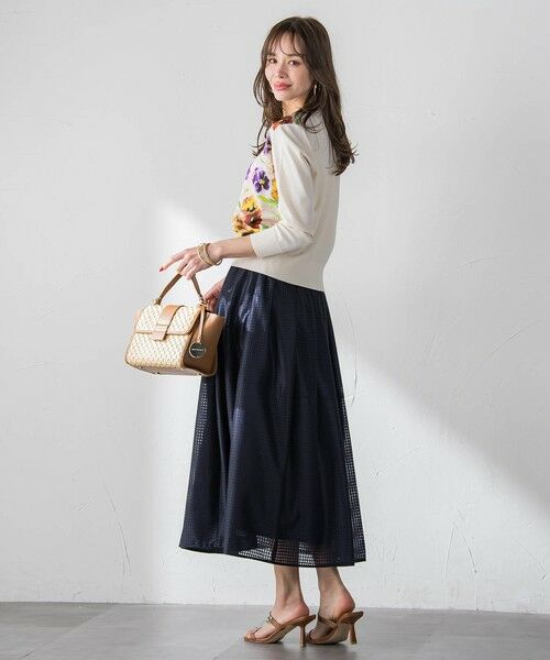 Viaggio Blu / ビアッジョブルー ミニ・ひざ丈スカート | ラッセルレースチェックスカート | 詳細15