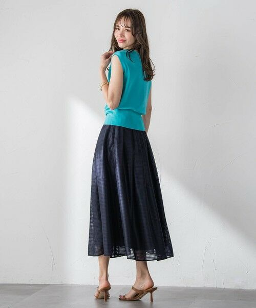 Viaggio Blu / ビアッジョブルー ミニ・ひざ丈スカート | ラッセルレースチェックスカート | 詳細20