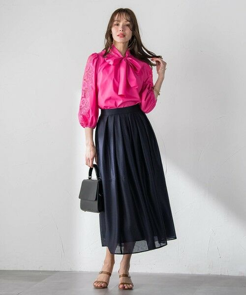 Viaggio Blu / ビアッジョブルー ミニ・ひざ丈スカート | ラッセルレースチェックスカート | 詳細24