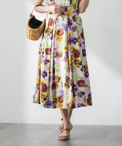 Viaggio Blu / ビアッジョブルー ミニ・ひざ丈スカート | 【KEITA KAWASAKI × Viaggio Bluコラボ】パンジープリントスカート