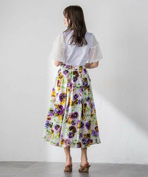 Viaggio Blu / ビアッジョブルー ミニ・ひざ丈スカート | 【KEITA KAWASAKI × Viaggio Bluコラボ】パンジープリントスカート | 詳細13