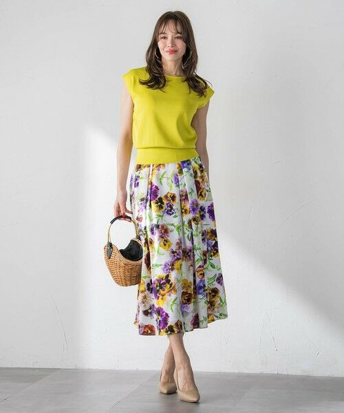 Viaggio Blu / ビアッジョブルー ミニ・ひざ丈スカート | 【KEITA KAWASAKI × Viaggio Bluコラボ】パンジープリントスカート | 詳細8