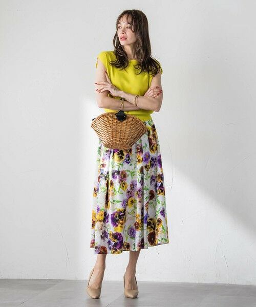 Viaggio Blu / ビアッジョブルー ミニ・ひざ丈スカート | 【KEITA KAWASAKI × Viaggio Bluコラボ】パンジープリントスカート | 詳細9