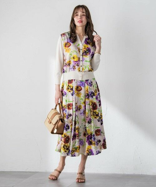 Viaggio Blu / ビアッジョブルー ミニ・ひざ丈スカート | 【KEITA KAWASAKI × Viaggio Bluコラボ】パンジープリントスカート | 詳細28