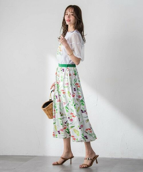 Viaggio Blu / ビアッジョブルー ミニ・ひざ丈スカート | 【KEITA KAWASAKI × Viaggio Bluコラボ】リリープリントスカート | 詳細9