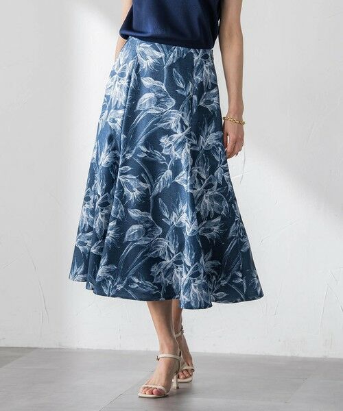 Viaggio Blu / ビアッジョブルー ミニ・ひざ丈スカート | 【WEB限定カラーあり】リネンライクフラワースカート | 詳細1