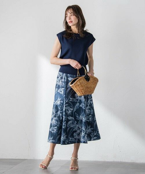 Viaggio Blu / ビアッジョブルー ミニ・ひざ丈スカート | 【WEB限定カラーあり】リネンライクフラワースカート | 詳細3