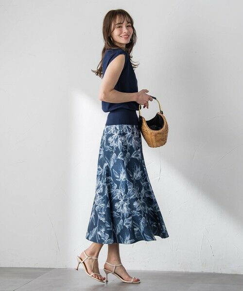 Viaggio Blu / ビアッジョブルー ミニ・ひざ丈スカート | 【WEB限定カラーあり】リネンライクフラワースカート | 詳細4