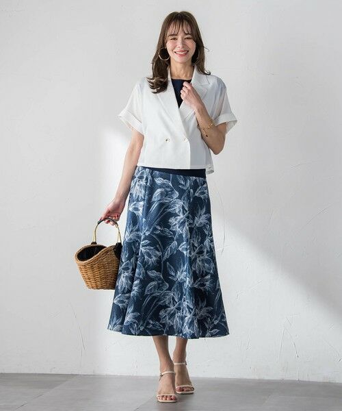 Viaggio Blu / ビアッジョブルー ミニ・ひざ丈スカート | 【WEB限定カラーあり】リネンライクフラワースカート | 詳細5