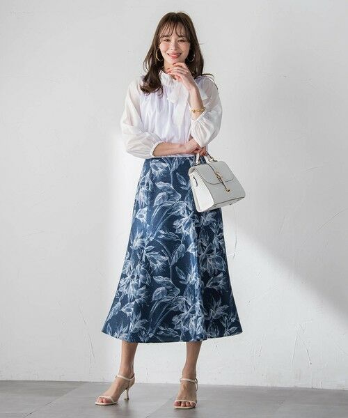 Viaggio Blu / ビアッジョブルー ミニ・ひざ丈スカート | 【WEB限定カラーあり】リネンライクフラワースカート | 詳細6