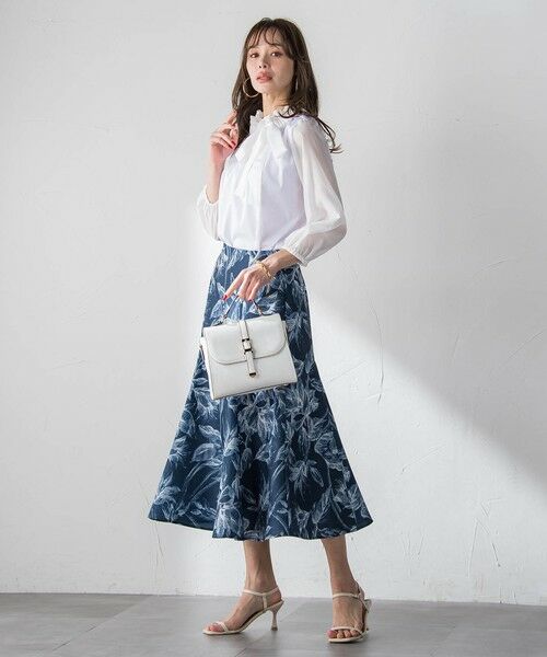Viaggio Blu / ビアッジョブルー ミニ・ひざ丈スカート | 【WEB限定カラーあり】リネンライクフラワースカート | 詳細7
