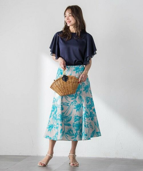 Viaggio Blu / ビアッジョブルー ミニ・ひざ丈スカート | 【WEB限定カラーあり】リネンライクフラワースカート | 詳細13