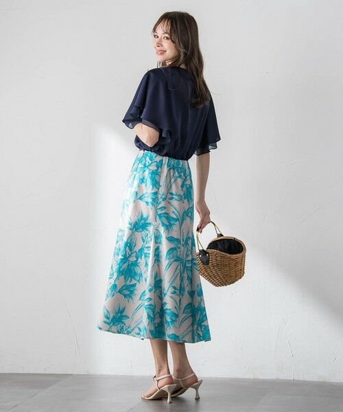 Viaggio Blu / ビアッジョブルー ミニ・ひざ丈スカート | 【WEB限定カラーあり】リネンライクフラワースカート | 詳細15