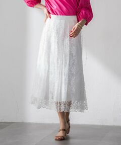 Viaggio Blu / ビアッジョブルー ミニ・ひざ丈スカート | ジプソフィラ刺繍チュールスカート