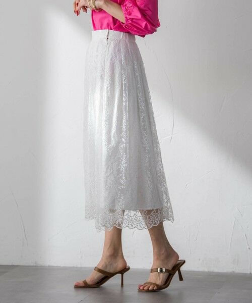 Viaggio Blu / ビアッジョブルー ミニ・ひざ丈スカート | ジプソフィラ刺繍チュールスカート | 詳細5