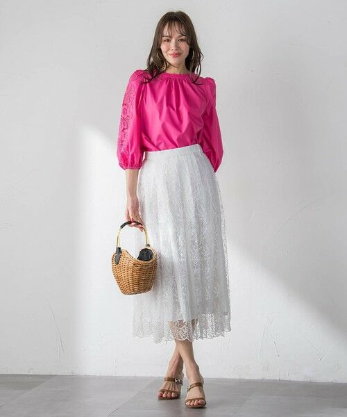 Viaggio Blu / ビアッジョブルー ミニ・ひざ丈スカート | ジプソフィラ刺繍チュールスカート | 詳細7