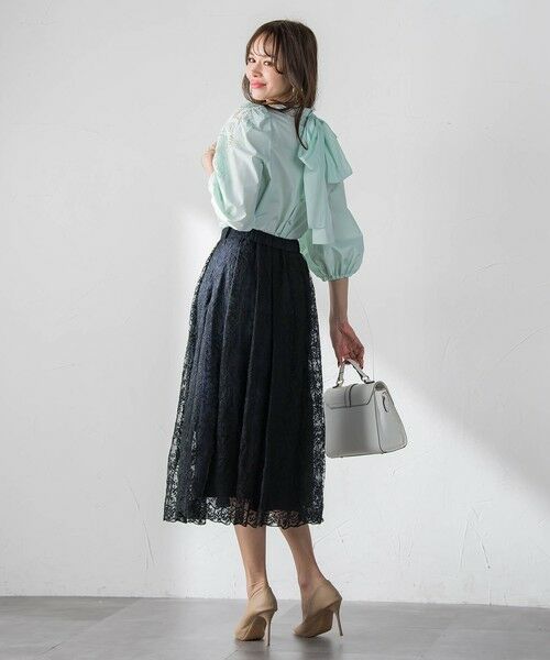 Viaggio Blu / ビアッジョブルー ミニ・ひざ丈スカート | ジプソフィラ刺繍チュールスカート | 詳細16