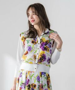 Viaggio Blu / ビアッジョブルー カーディガン・ボレロ | 【KEITA KAWASAKI × Viaggio Bluコラボ】パンジープリントカーディガン