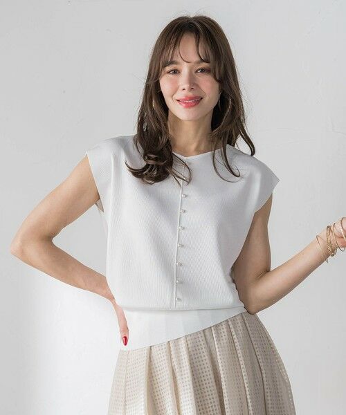 Viaggio Blu / ビアッジョブルー ニット・セーター | LUCINDA前後2wayパールニット（ホワイト）