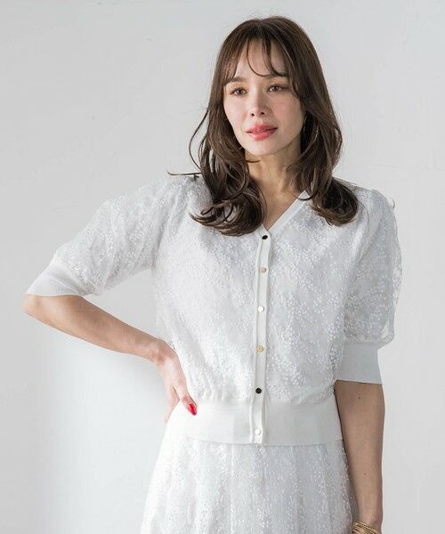 Viaggio Blu / ビアッジョブルー カーディガン・ボレロ | ジプソフィラ刺繍チュールカーディガン（ホワイト）